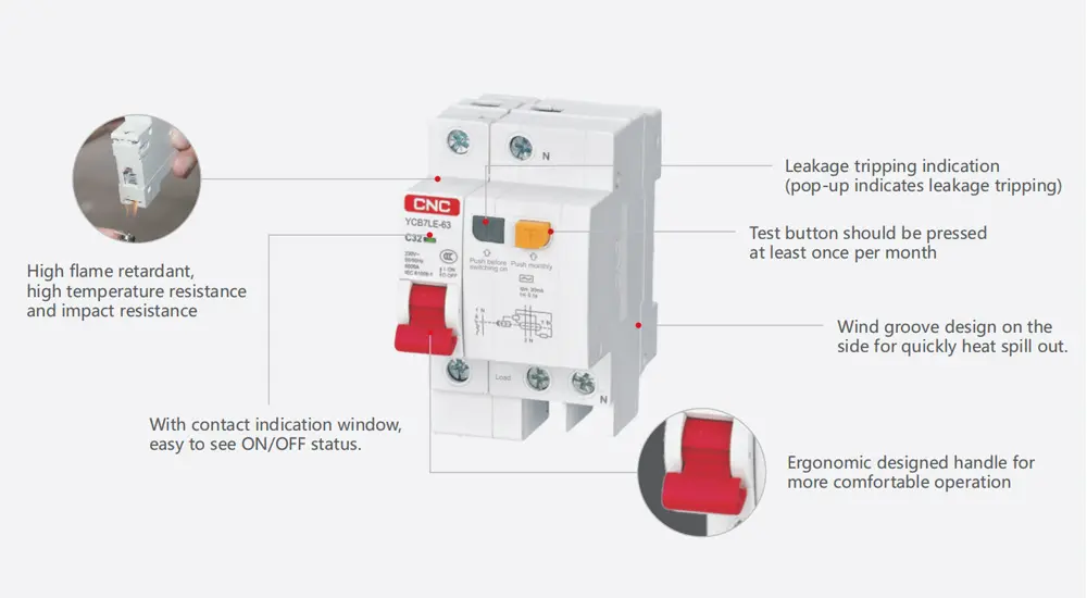 rcbo overview CNC YCB9HL RCBO Circuit Breaker Overview - Image 1